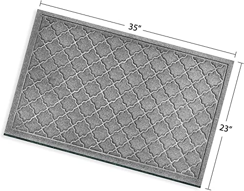 Bungalow Flooring Monogrammed Waterhog Door Mat, 2' X 3', Made In Usa, Customizable, Skid Resistant, Indoor/Outdoor, Water-Trapping, Cordova Collection, Medium Grey #TOP2