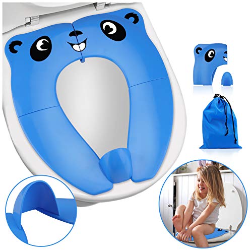 Upgrade Portable Potty Seat with Splash Guard for Toddler, Foldable Travel Potty Seat