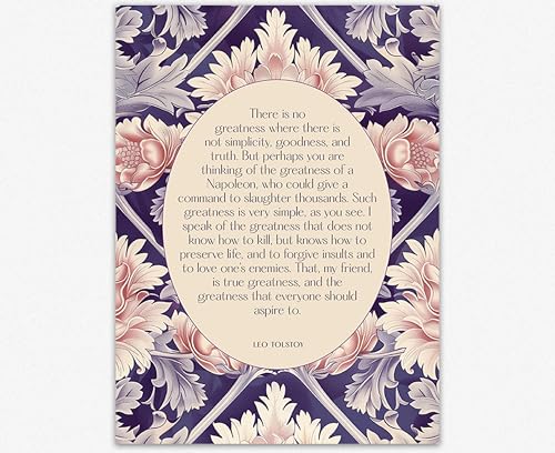 Affiche Tolstoï citation littéraire grand format poster floral 61 x 91