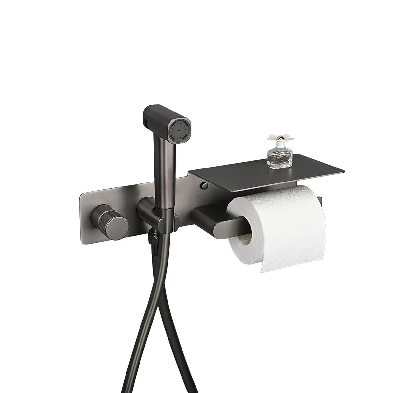 Kit spray per bidet WC con porta carta igienica grigio palmare bidet doccia per igiene personale quotidiana