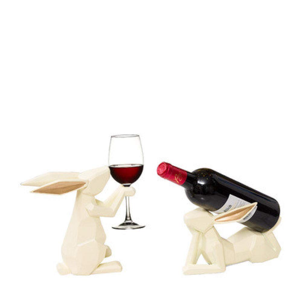 Support de bouteille de lapin en résine artisanale pour table de salon