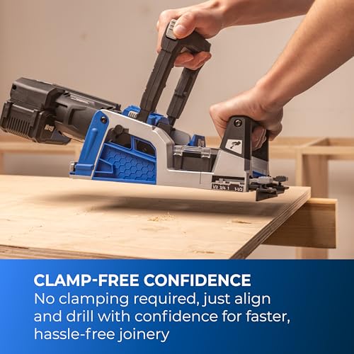 Image of Kreg Rebel 20V Ionic Drive Pocket-Hole Joiner Kit - With 20V Blue Ion Charger & 2Ah Battery Pack - Cordless Precision Joinery Tool for Woodworking & Carpentry - Woodworking Tools - KPTBRB100A