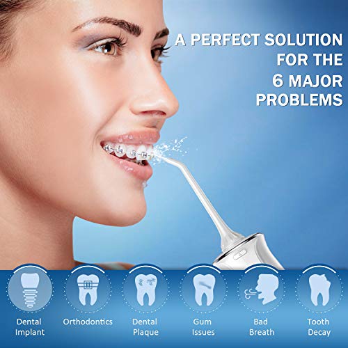 BESTOPE Water Flosser Cordless Dental Irrigator Rechargeable Teeth Cleaner Portable Oral Irrigator with IPX7 Waterproof, 3 Modes, Semi-Hidden Water Tank, 6 Interchangeable Jet Tips for Home and Travel - Thumbnail 2