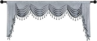 ELKCA Thick Chenille Window Curtains Valance for Living Room Silver Grey Waterfall Valance for Bedroom,Rod Pocket (W110inch, 1 Panel)