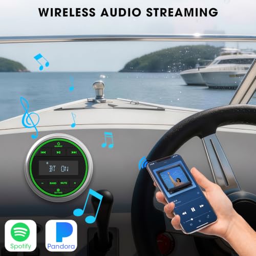 Image of Marine Bluetooth Stereo Radio Receiver: Marine Digital Multimedia Player | 2.8 Inch LCD Display AM FM USB AUX-In Preset EQ Subwoofer 200W RCA Output for Boat Golf Cart ATV UTV Yacht