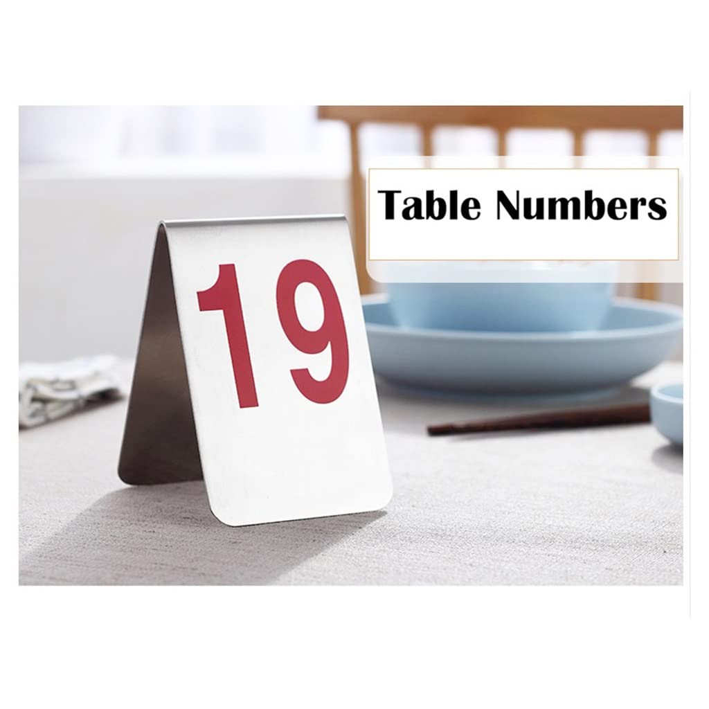 5 placas de metal de acero inoxidable para mesa de comedor de pie, de doble cara, para restaurante, cafetería, bar, marcador de mesa, tarjeta de asiento reservado, números del 1 al 5 (6 x 7,5 cm)
