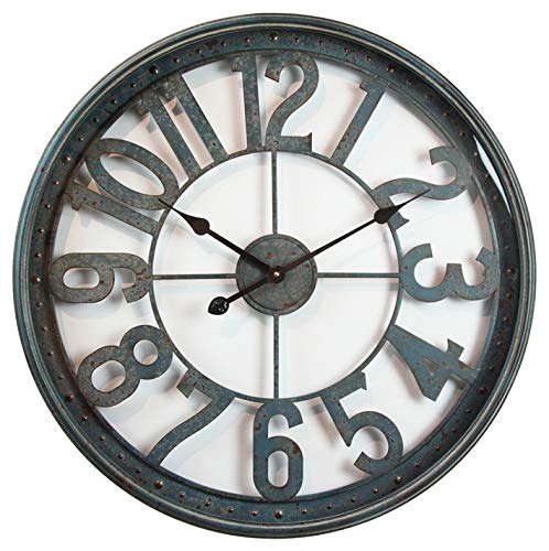 Alice's Collection Grande horloge ronde en verre et métal Diamètre 67 cm