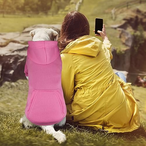 Image of Dog Sweaters for Medium Dogs Dog Hoodie Dog Sweater Solid Soft Brushed Fleece Dog Clothes Dog Hoodie Sweatshirt with Pocket(Pink-M)