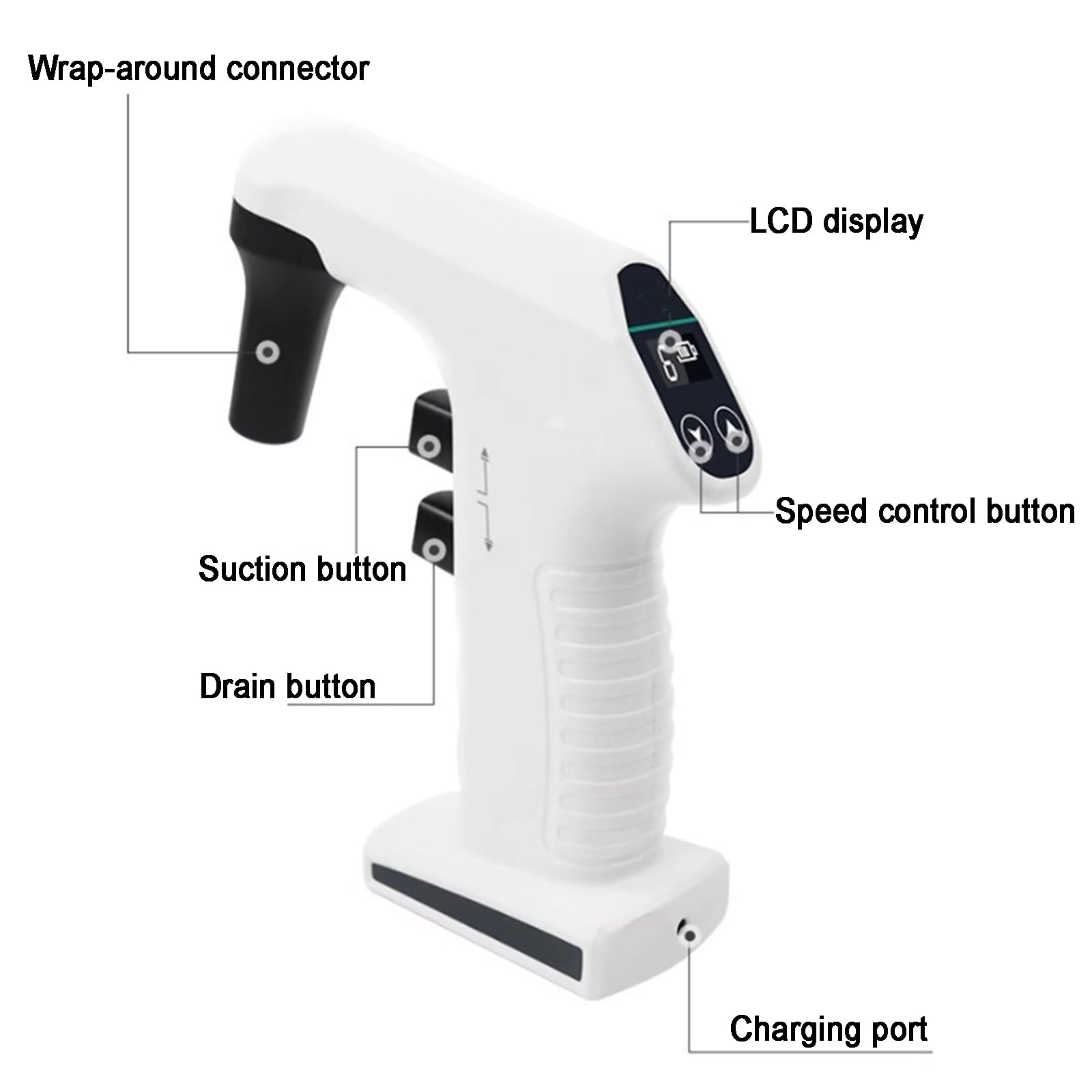 Pipettatore Elettronico da Laboratorio, Pompa, Regolatore di Pipette 0,1-100 Ml, con Display LCD, 6 velocità, Doppia modalità di Drenaggio per gravità E Drenaggio di Potenza