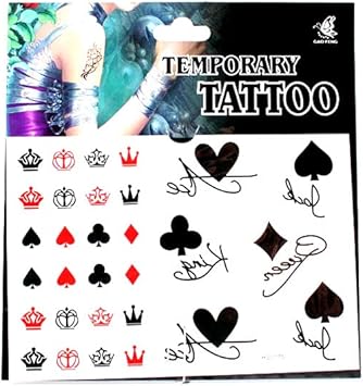 Tattoos Herz Pik Karo Kreuz Verschiedene Kronen Sowie Text Ace Jack Queen Und King Amazon De Drogerie Korperpflege