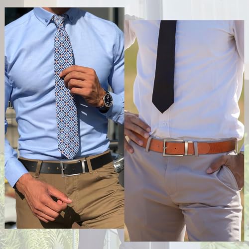 Men's Reversible Belt - Double Sided for Golf, Office Casual Wear, Black Brown 2-in-1 Belt Strap3
