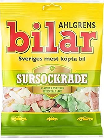 Bilar Sweden Car Model Bial Sour Marshmallow Gummy, 4.0 oz 110 g x 4 Bags Set of Swedish Sweets