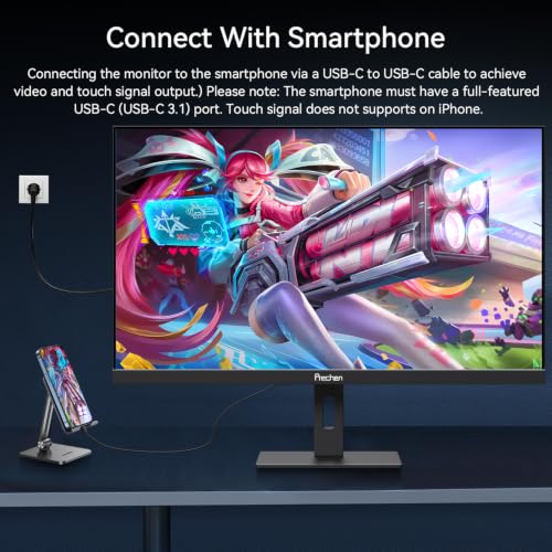 Image of 32 Inch 4K Touch Monitor, 144Hz UHD 3840x2160 Desktop Monitor 10-Point Touchscreen, HDMI 2.1 & DP 1.4 & Type-C, HDR 400, Height-Adjustable & Rotatable Stand VESA Mountable External Touch Screen for PC