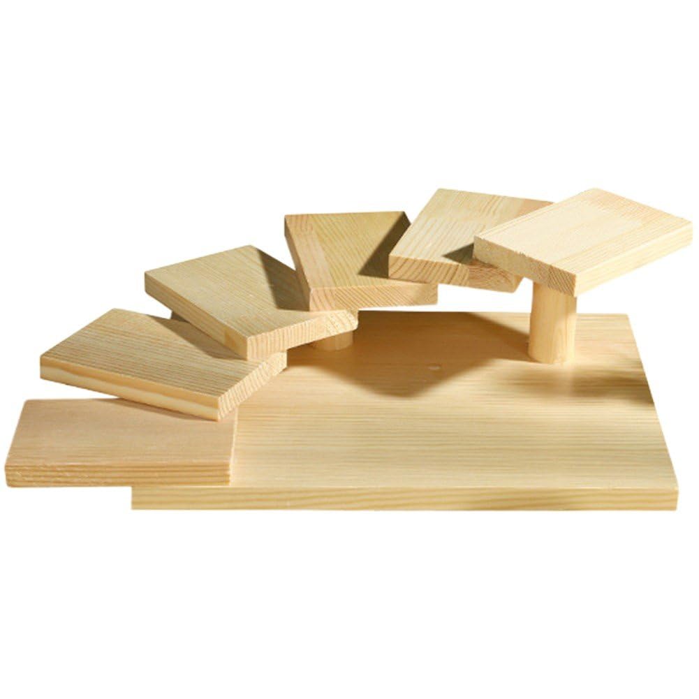 Fituenly Japanese Wood Sushi Plate, Stepped Stair Tray for Sashimi & Rolls, 6 Step Rising Sushi Board, Restaurant Home Dinnerware