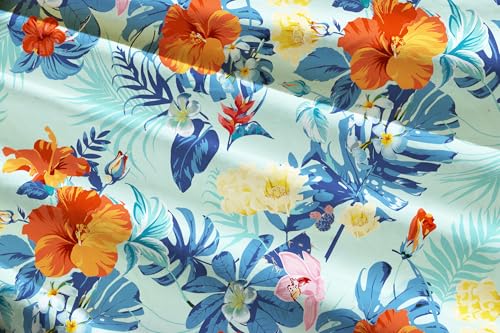 Image of Cromoncent Matching Hawaiian Outfits for Family, Dad and Son Matching Luau Beach Tropical Shirts Mommy Daughter Tropical Sets