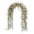 MOTION Garden Arch Trellis Arbor - Metal Garden Arbor Garden Trellis, Wedding Arch for Ceremony, Garden Arch Trellis for Climbing Plants Roses Vines Outdoor Yard Lawn, 7.3'H x 3.9'W, Black