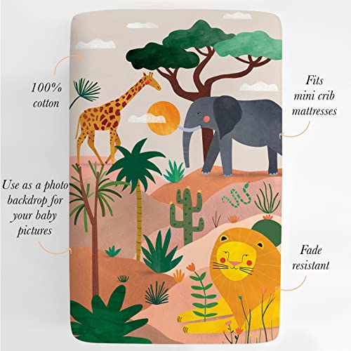 Image of Mini Crib Sheet, Pack n Play or Playard Crib Sheet by Rookie Humans: 100% Cotton Sateen. Use as a Photo Background for Your Baby Pictures. Fits Mini Crib Size (38x24 inches) (Savanna)