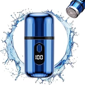 Mini Electric Shaver for Men Women, USB-C Rechargeable Capsule Razor with Wet and Dry Shaving, Portable Shaver with Digital Display, Cordless Compact Shaver for Travel Home Business Trip (Blue)