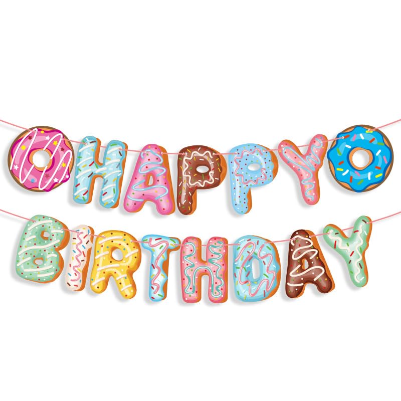 BIEUFBJI Donut Birthday Party Decoration Happy Birthday Banner Donut Theme Decoration Baby Shower Children Birthday Party Decorations Supplies