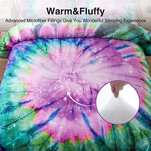 A Nice Night Bedding Tie Dye Galaxy Comforter Set, Psychedelic Swirl Pattern Colorful Boho, Boys Girls Bedding Quilt Sets (Purple, Queen(88-By-88-Inches)) #TOP4