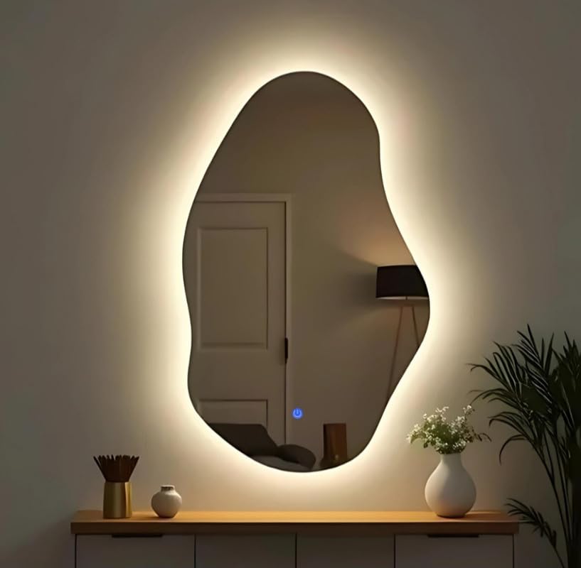 MIRROROLOGY INDUSTRY 18x24 inch Irregular Mirror for Wall | Led Wall Mirror for Bathroom and Bedroom |Design for Vanity, Dressing Area, Bedroom & More-image-29