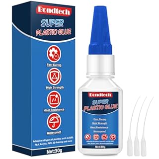 Plastic Glue 30g, Clear Superglue for Plastic, Instant Model Glue, for Miniatures, Model, PLA, 3D Printing, Acrylic, PVC, Waterproof, Heat-Resistant, with Anti-Clog Cap