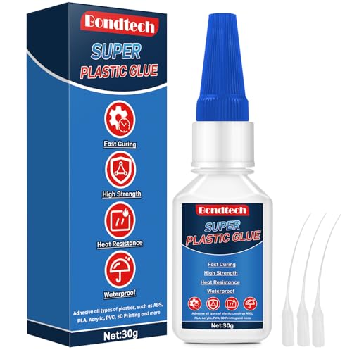 Plastic Glue 30g Clear Superglue for Plastic Instant Model Glue for Miniatures Model PLA 3D Printing Acrylic PVC Waterproof Heat-Resistant with Anti-Clog Cap (Clear Plastic Glue)