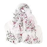 Modaworld Frauen Stickerei Chiffon Schal Hijab Wrap Schals Stirnband Muslim Hijabs Luxus Damen Seidentuch Aufwändig Bedruckt Tuch Harmonische Farben Damentuch