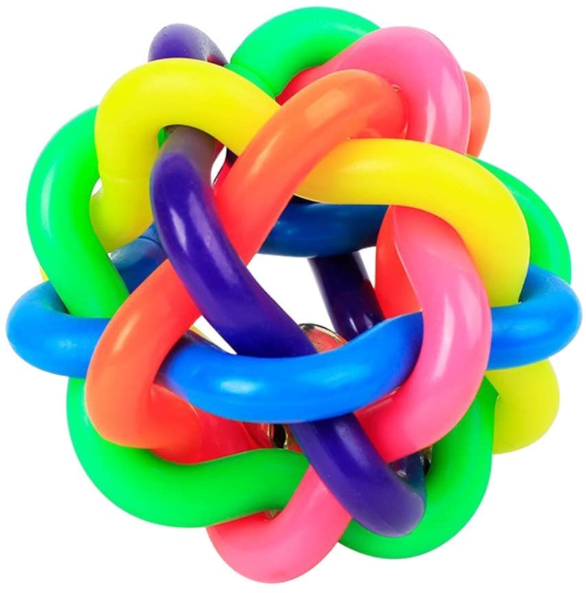 PETS EMPIRE Pet Chew Toys Dog Rainbow Bouncy Rubber Balls with Bell for Teeth Cleaning-1 Piece (Medium(6.8cm)) (B09S3MS4LQ) Amazon Price History, Amazon Price Tracker