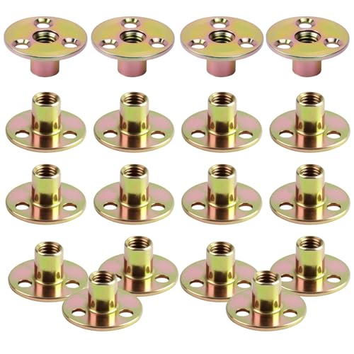 ComPDCVD 18 piezas M10 Tuerca en T de Base Redonda Tuerca de Fijación de Tres Agujeros de Galvanizado Tuercas para Muebles de Madera Dura y Blanda
