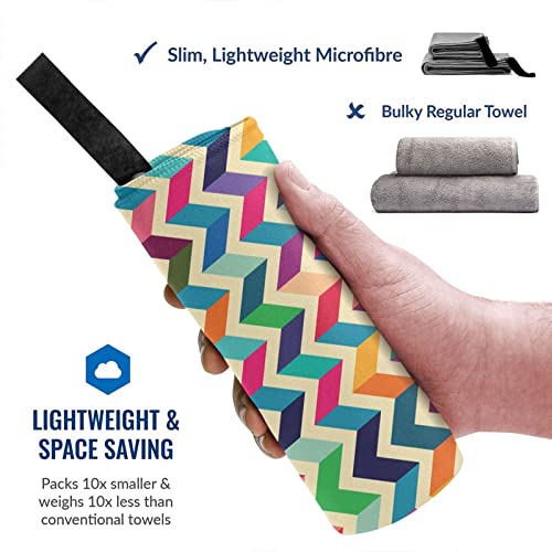 Koolr Multicoloured Zig Zag Printing Bath Towels Beach Towel High Absorbent Quick-Dry,For Bathroom,Pool,Gym,Yoga,Camp #TOP1