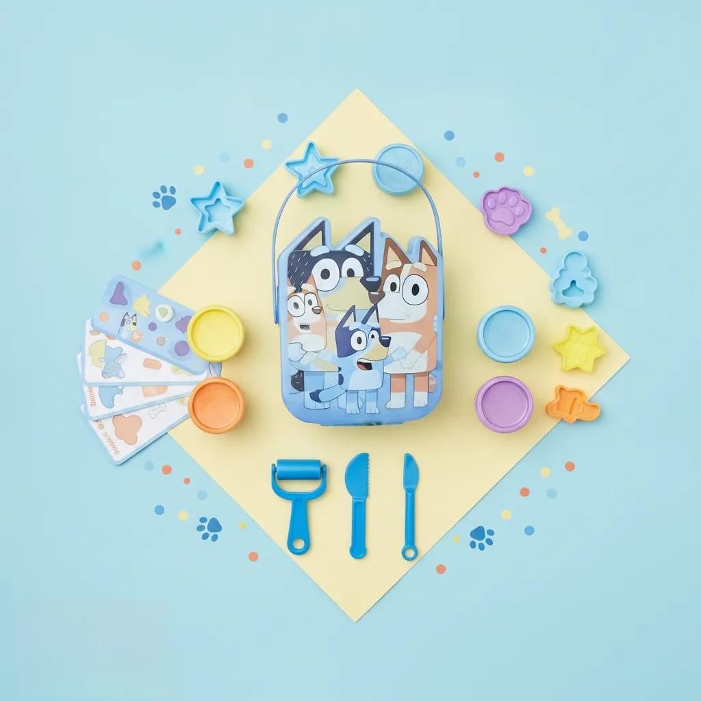 B4E Bluey Dough Activity Collection | Kids Arts and Crafts Activity Bucket and Dough Playset | Creative Toy for Children