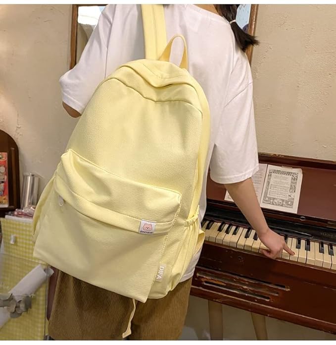 Image of carl vinson Backpack for School | Large Capacity Aesthetic Backpack for Girls | Yellow |