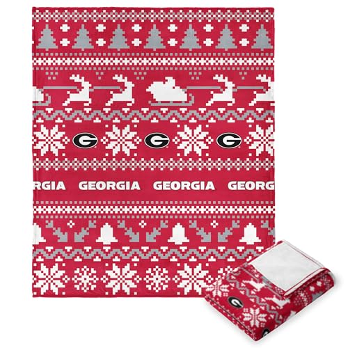 Northwest NCAA Georgia Bulldogs, Xmas Time, Silk Touch Throw Blanket, 50 x 60 Inches