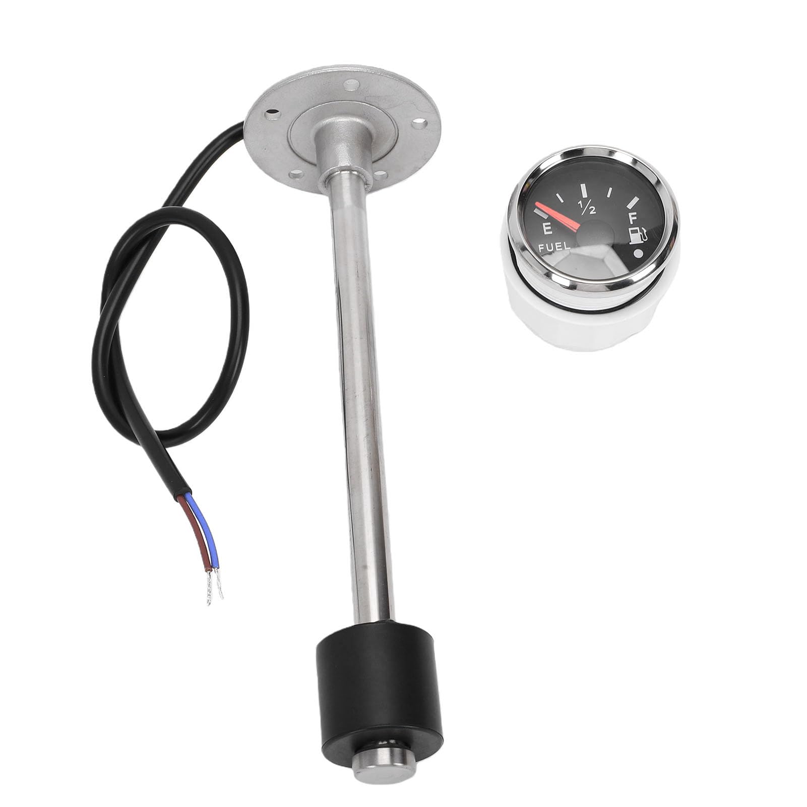 Unidad de Envío de Tanque de y Kit de Medidor Sensor de Nivel de de Acero Inoxidable de 225 Mm 0-190 Ohmios con Indicador de Vidrio Curvado Antivaho para Barcos, Automóviles,