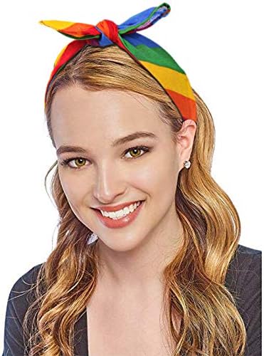 Unime 6 Pack Rainbow Bandanas Stripe Square Scarf for Party Celebration Supplies, 21.7x21.7 inch - Image 4