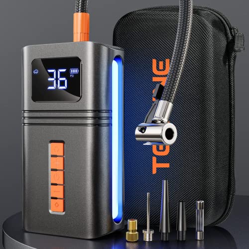 TEKGINE Tire Inflator Portable Air Compressor for Car Tire, [Fast 1 Min Inflation] Air Pump for Car Tires with [6000mAh Battery & 12V DC Dual Power Options] [SOS Light] for Car Bike Motor Ball, ETC