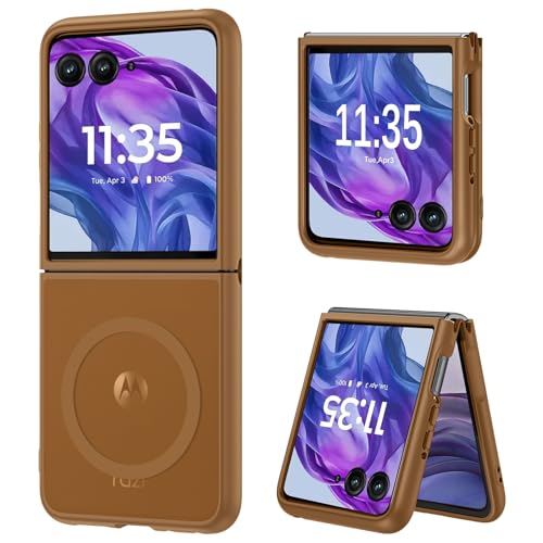 Coque Moto Razr 50 Ultra avec aimant intégré robuste marron désert