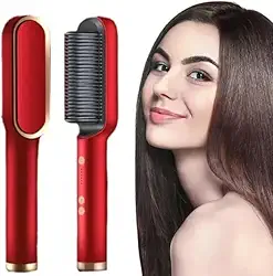 Escova Pente Alisadora de Cabelo Elétrica Bivolt 110V/220V | Controle De Temperatura | Cerâmica Turmalina | Portátil Segura | Pente Anti Queimadura | Todos Tipos de Cabelos