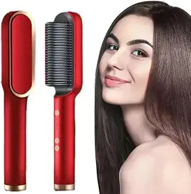 Escova Pente Alisadora de Cabelo Elétrica Bivolt 110V/220V | Controle De Temperatura | Cerâmica Turmalina | Portátil Segura | Pente Anti Queimadura | Todos Tipos de Cabelos