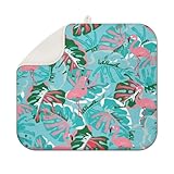 aiwkjdns Flamingo Dish Drying Mat for Kitchen Counter Fast Absorbent Microfiber Dishes Drainer Mat for Dishes Drying Pad for Dishes, Utensils, Pots and Pans Kitchen Decor 16x18 in