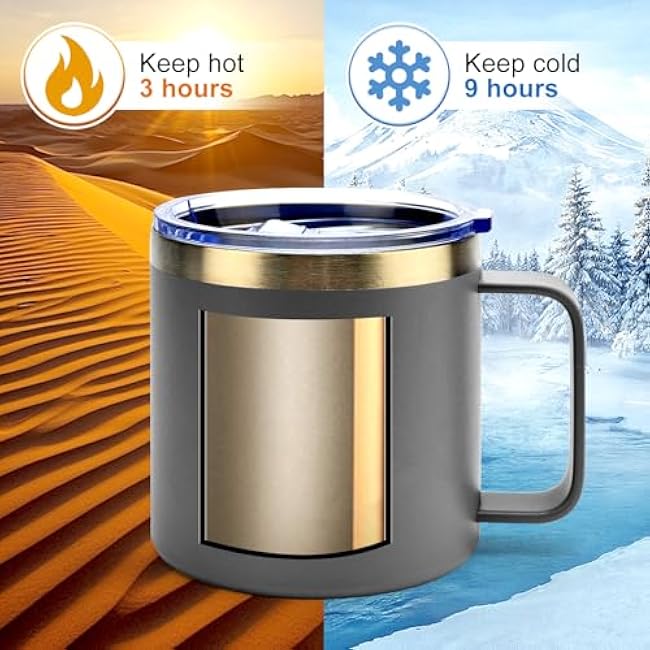 Grey Stainless Steel Snowflake Mug with Lid - Insulated Cute Christmas Coffee Mug for Him & Her - Festive Tumbler for Holiday Decor Gifts