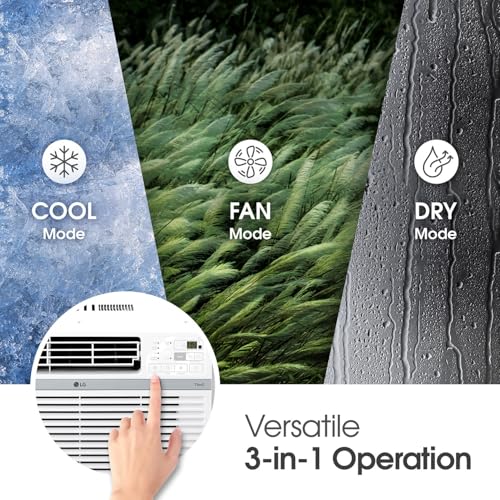 Image of LG 24,500 BTU Window Air Conditioner, 230V, Cools 1,560 Sq.Ft. (39' x 40' Room Size), Quiet Operation, Electronic Control with Remote, 3 Cooling & Fan Speeds, Auto Restart, White | 230V, Remote Control, 3 Cooling and Fan Speeds, Auto-Restart, Electronic Controls, Quiet Operation, Rooms up to 1560 Sq.Ft.