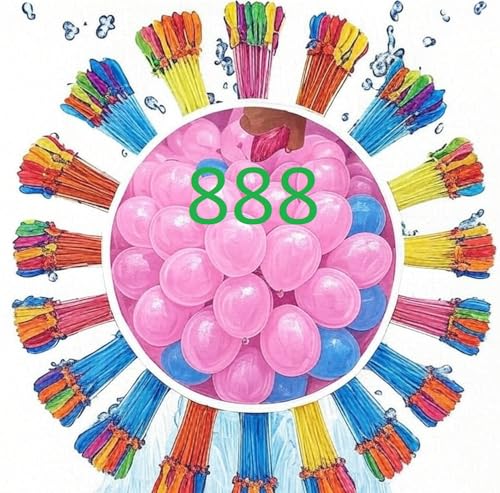 Water Balloons Quick Fill 888,Biodegradable Latex-good for Summer Parties,Beach,Pool,and Outdoor Parties-Colorful Balloons for Kids & Beyond