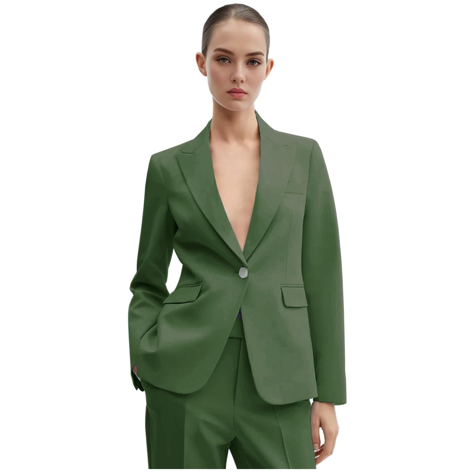 Womens Suit 2 Pieces Single Button Suits Peaked Lapel Business Suits for Women Lady Tuxedo Formal Jacket Pants