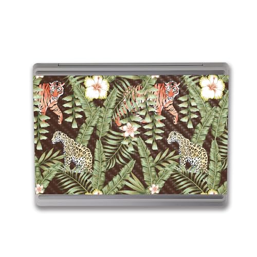 Image of MightySkins Carbon Fiber Skin Compatible with Microsoft Surface Laptop Go 3 (2023) Full Wrap Kit - Tiger Jungle | Protective, Durable Textured Carbon Fiber Finish | Made in The USA