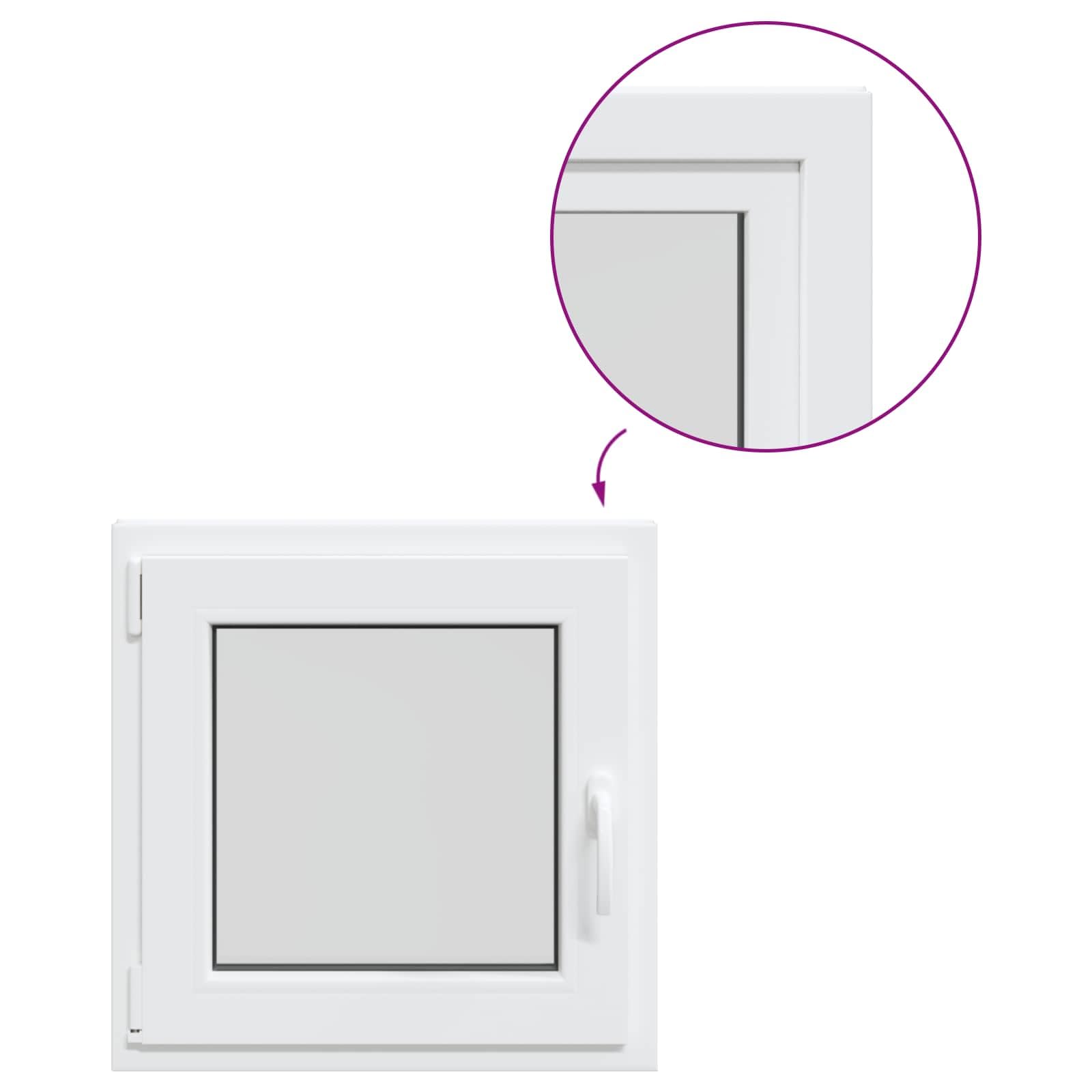 vidaXL Ventana de sótano RISOR 60 x 60 cm PVC y Vidrio Blanco, Sótano, Aislante Térmico Moderno y Duradero para Ventanas Eficientes, Accesorios de Vidrio PVC Aislantes