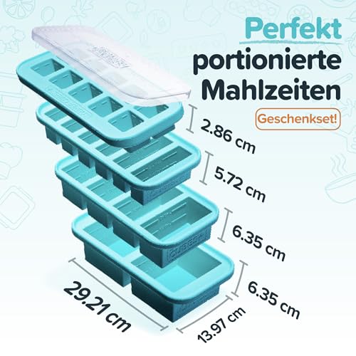 Souper Cubes Gift Set, 1-Cup 2-Cup 1/2 Cup and 2 Tablespoon trays with lids