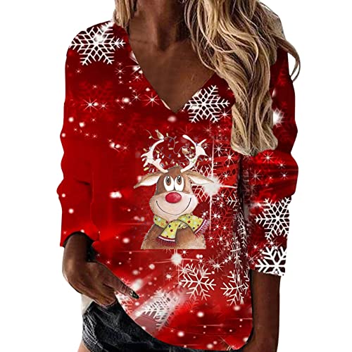 Jersey de Navidad para mujer, tallas grandes, suéter para mujer, negro, Rudolph, reno, estampado, sudadera larga de algodón, invierno, Navidad, manga larga, divertida, sudadera de Navidad, tops para