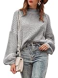 Simplee Women's Casual Long Sleeve Loose Pullover Knit Sweater Jumper Top, Grey, One Size
